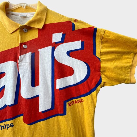 Vintage Lay's Potato Chips Polo Shirt Challenge 93 Mens Large Yellow Spell Out - Picture 4 of 11